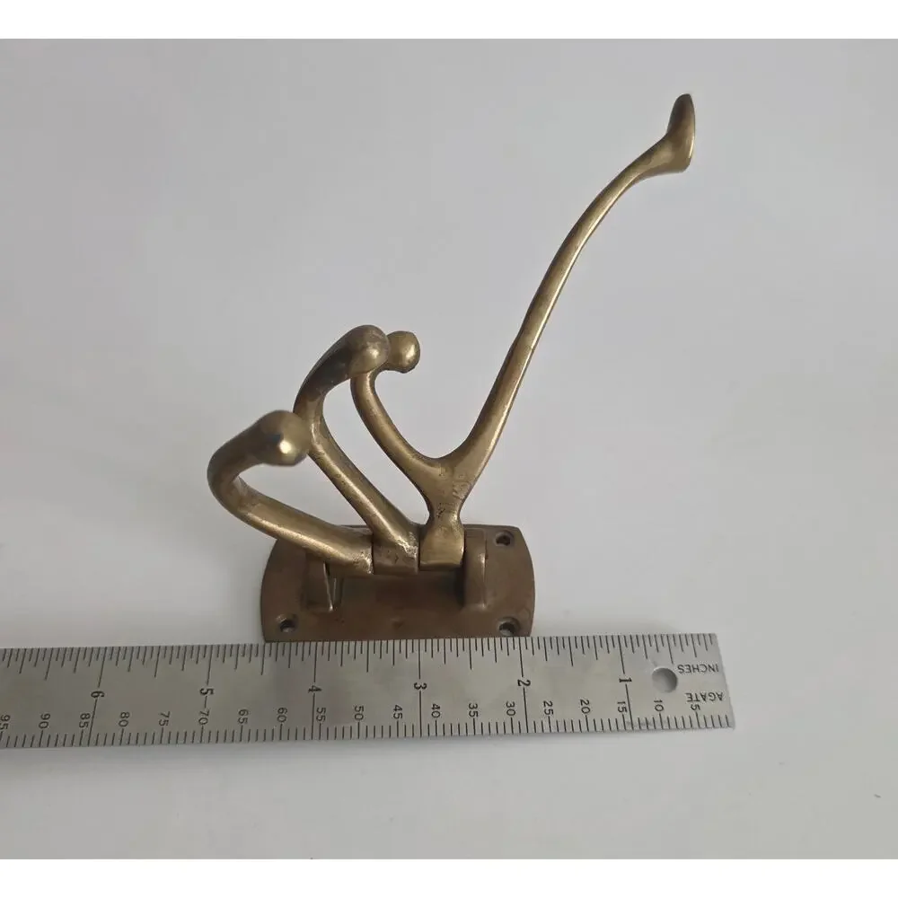 Brass 3 Hook Folding Wall Mount Coat Hat Hook